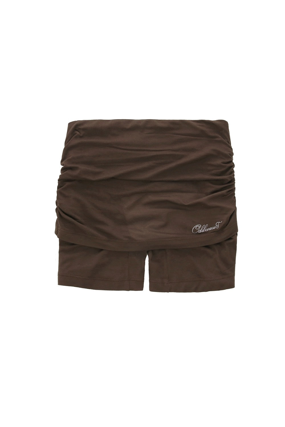odd-one-out-ss-26-mono-shirring-short-skirt-pants-brown-brown-s