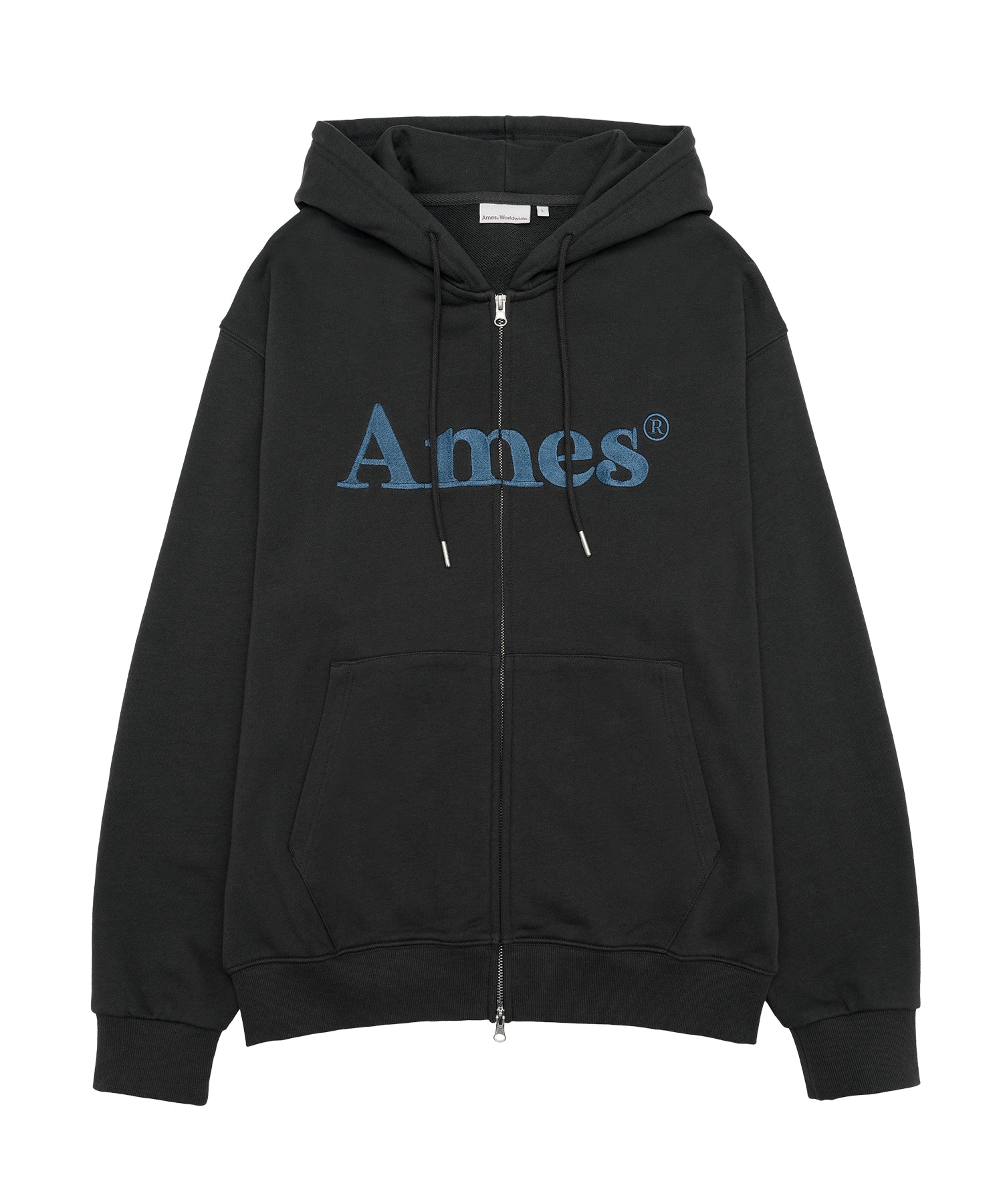 ames-worldwide-fw-25-basic-logo-hoodie-zip-up-deep-charcoal-deep-charcoal-s