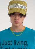 esc-studio-ss-26-studded-plaid-patch-military-cap-yellow-yellow-s