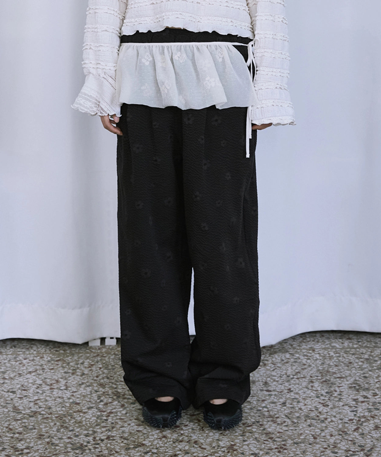 hokuspokus-fw-25-daisy-sucker-banding-pants-black-black-s