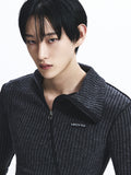 lecyto-ss-26-diagonal-rib-knit-zip-up-charcoal-charcoal-s
