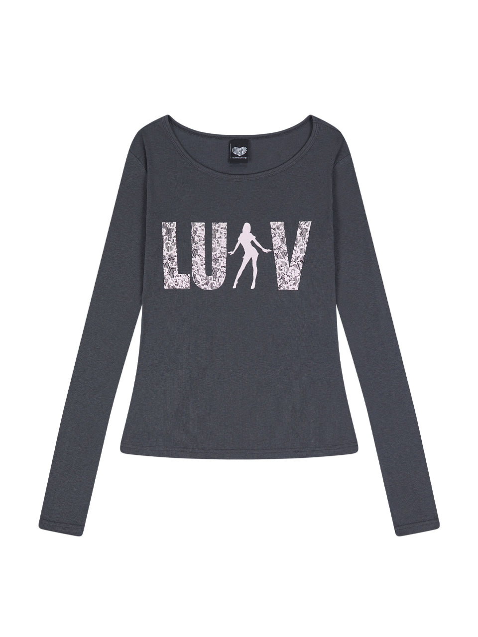 luv-is-true-fw-26-rl-lace-luv-sleeve-tee-charcoal-charcoal-s