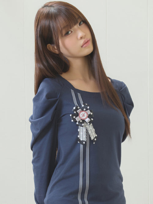 luv-is-true-ss-26-el-rosette-shirring-tee-navy-navy-s