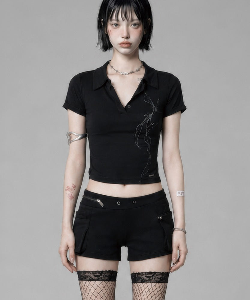 etre-au-sommet-ss-26-rib-collar-roll-up-shirring-top-black-black-s