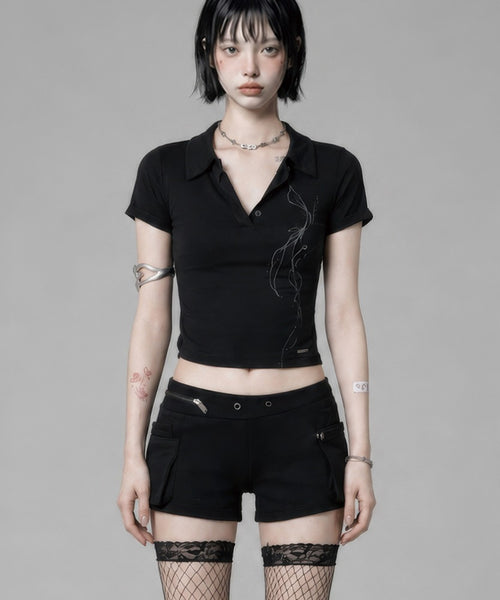 etre-au-sommet-ss-26-rib-collar-roll-up-shirring-top-black-black-s
