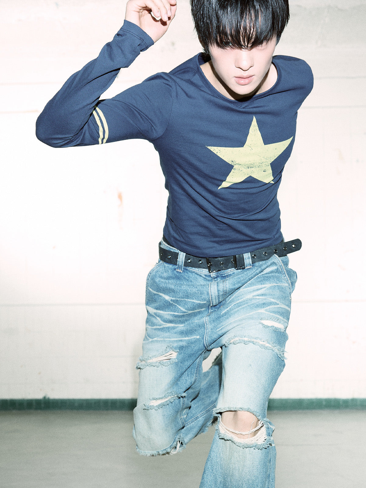 lecyto-fw-25-retro-starline-t-shirt-navy-navy-s