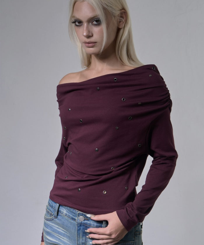 nastyfancyclub-fw-26-eyelet-cowl-one-shoulder-top-plum-f26zb520-plum-s