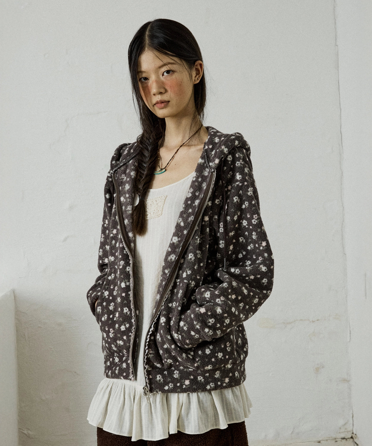 hokuspokus-fw-25-mellow-flower-fleece-zip-up-grey-grey-s