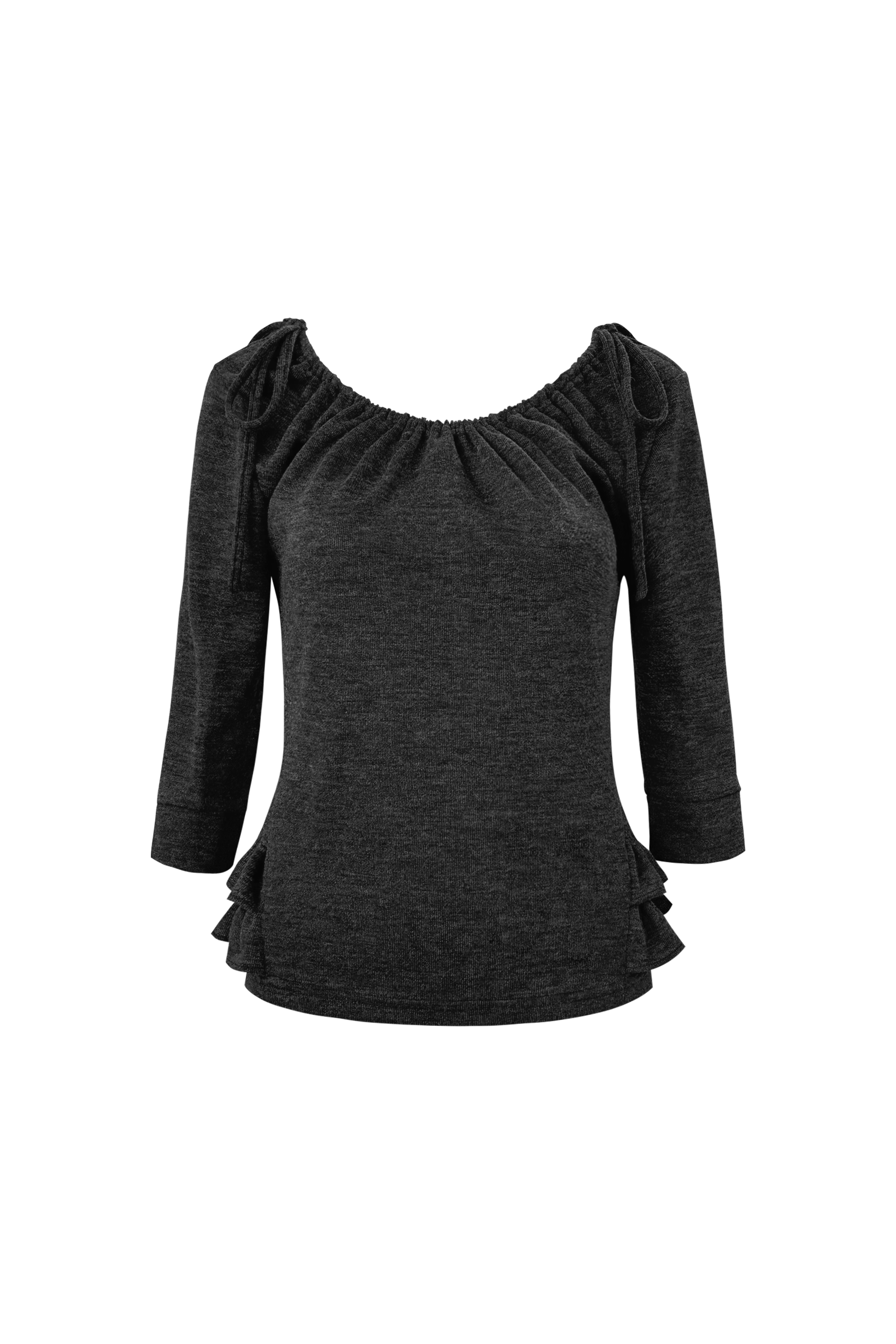 chemehc-ss-26-shirred-mid-sleeve-frill-top-charcoal-charcoal-s