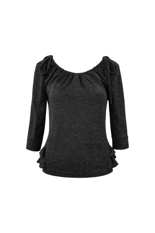 chemehc-ss-26-shirred-mid-sleeve-frill-top-charcoal-charcoal-s