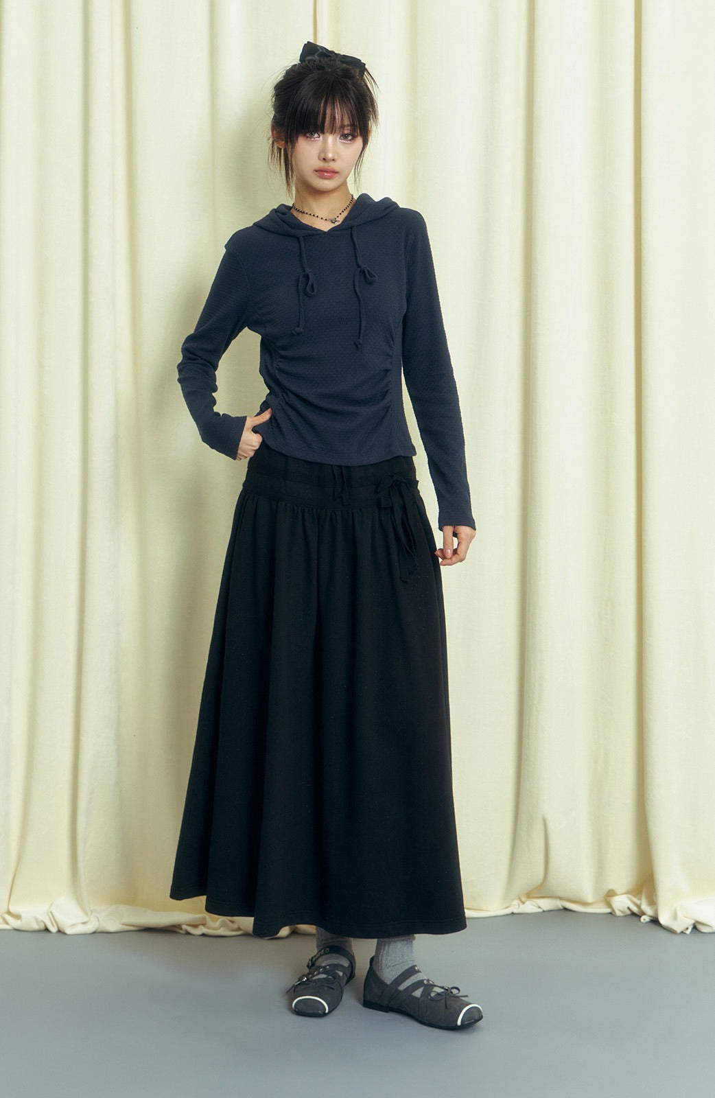 popsiz-fw-25-layered-ribbon-tape-maxi-skirt-oatmeal-oatmeal-s