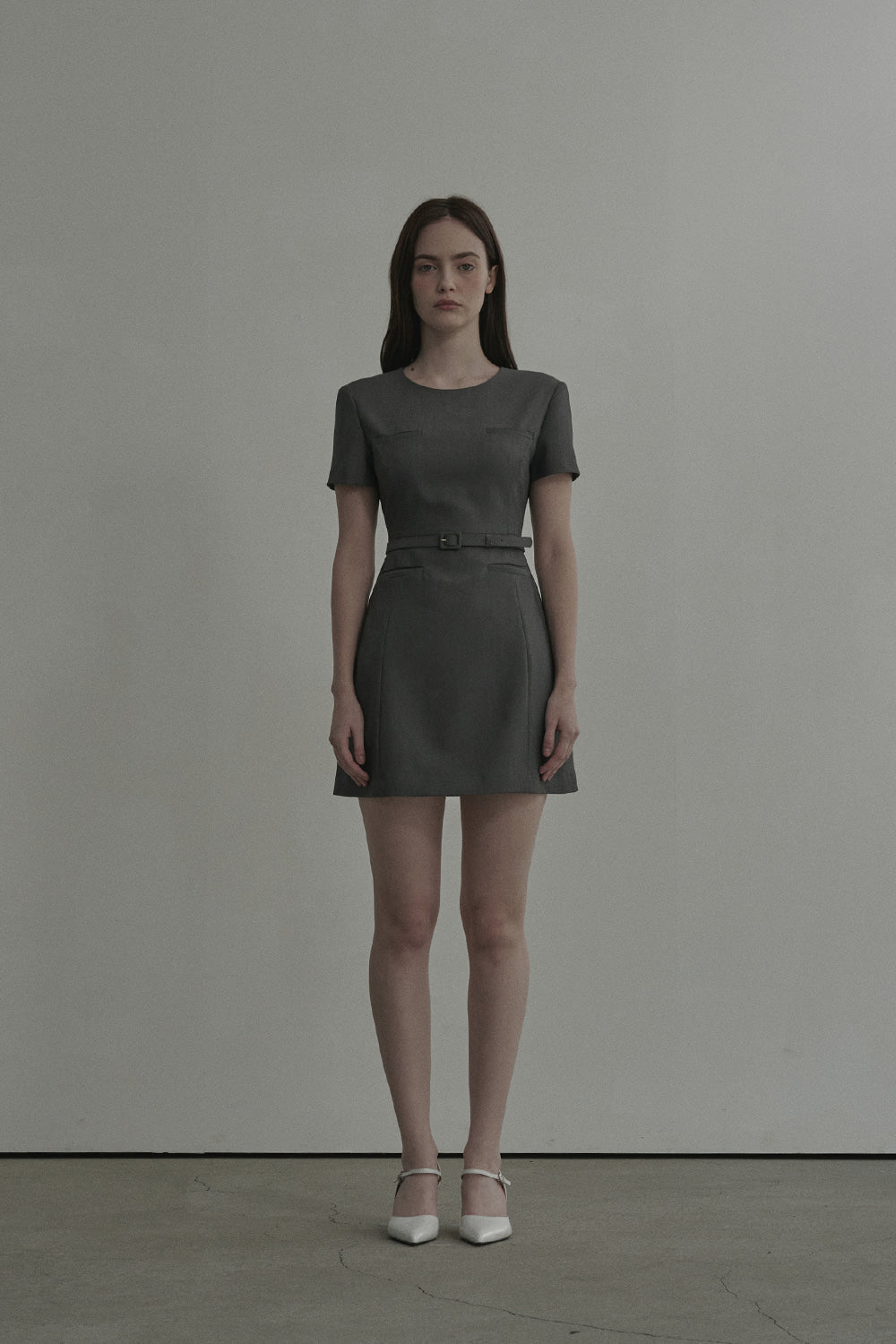 mausoleum-ss-25-belted-round-neck-suit-dressgrey