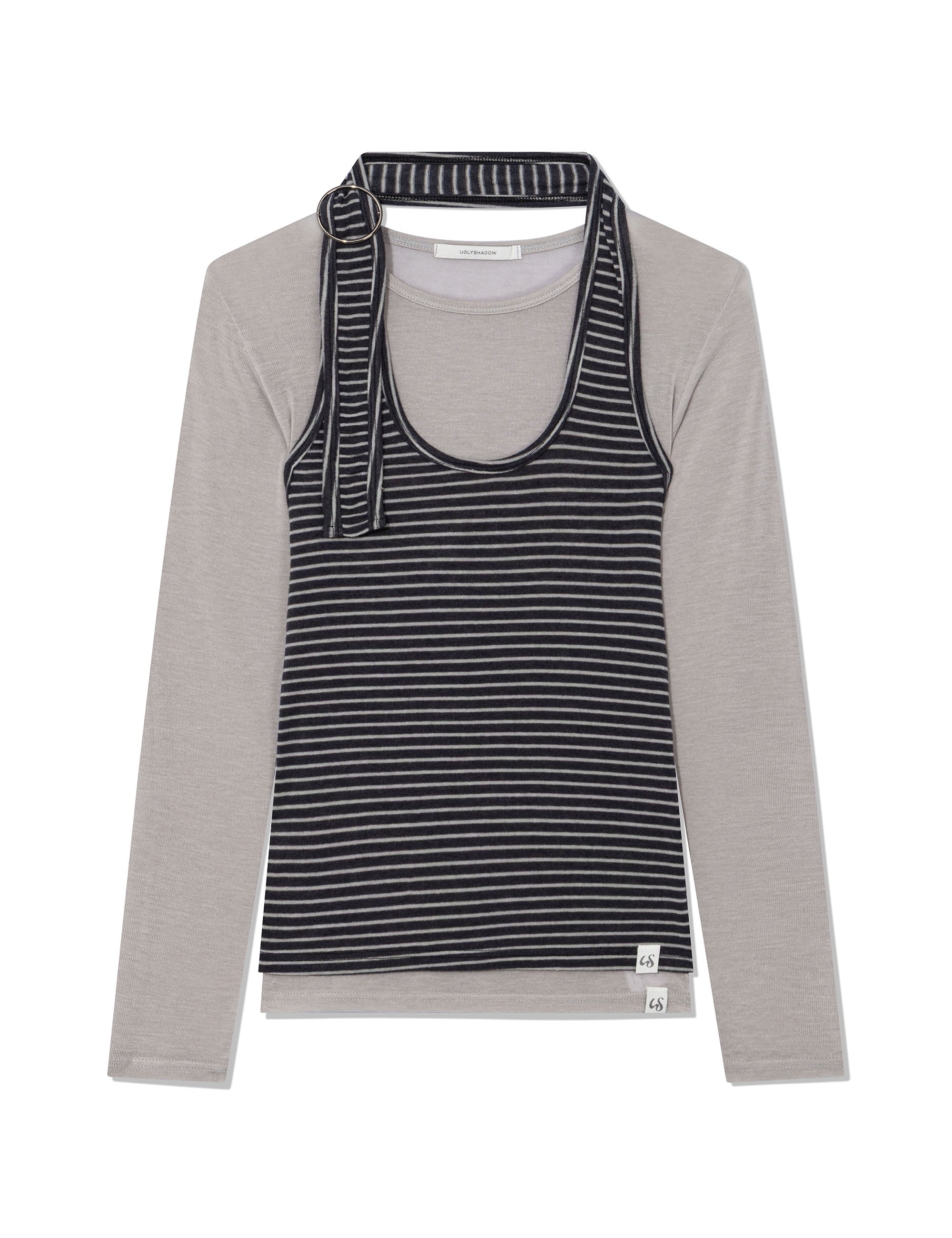 ugly-shadow-ss-26-striped-halter-neck-layered-t-shirt-charcoal-charcoal-s