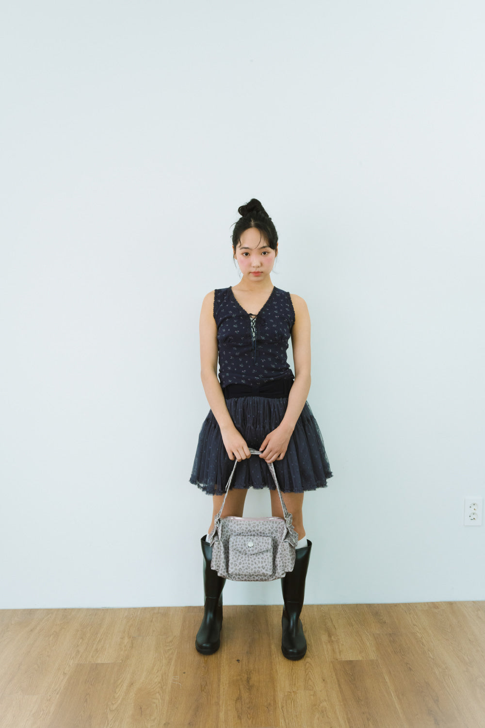 shakiri-ss-25-flower-eyelet-lace-up-top-(navy)