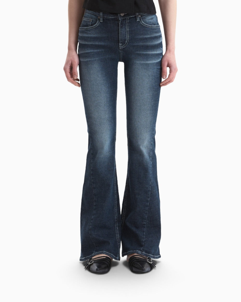 [SYNERJYN] 102 CAT WASHING MID-RISE JEANS DEEP BLUE