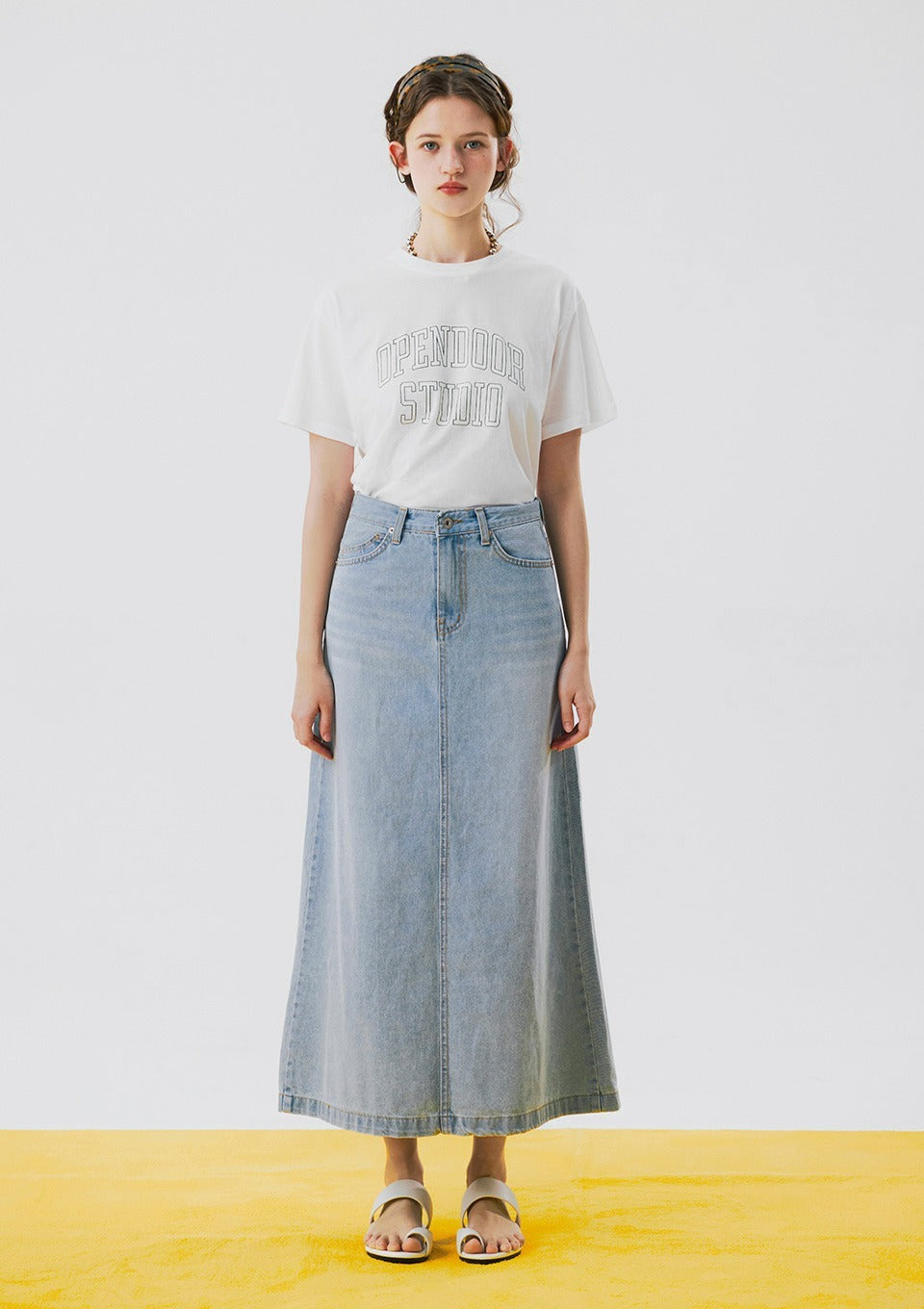 opendoorstudio-ss-25-6poket-denim-long-skirt-blue