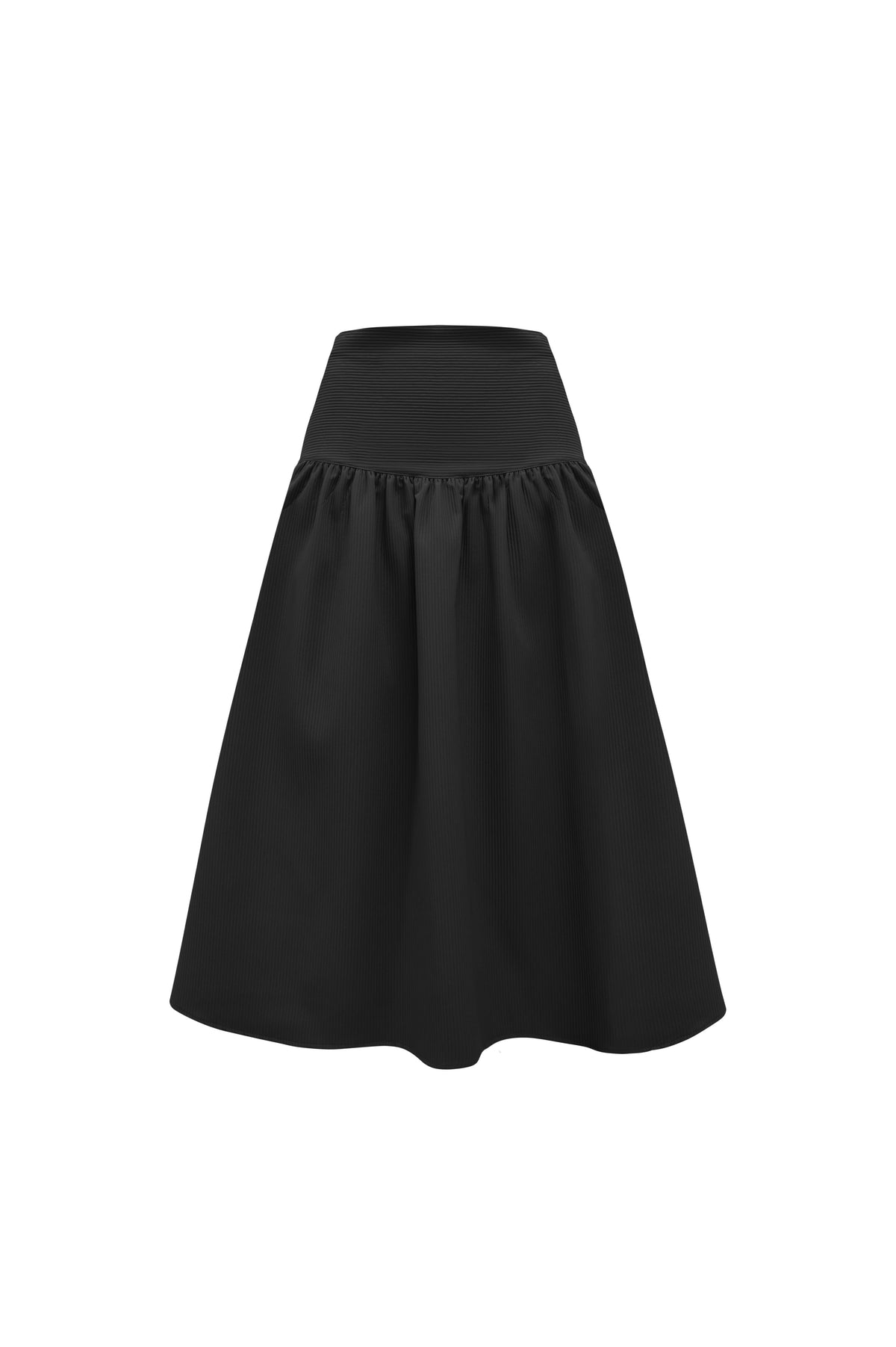 poko-fosca-fw-26-shirred-yoke-skirt-black-black-s