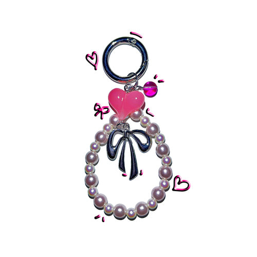 3amgang-seasonless-pink-ribbon-pearl-keychain