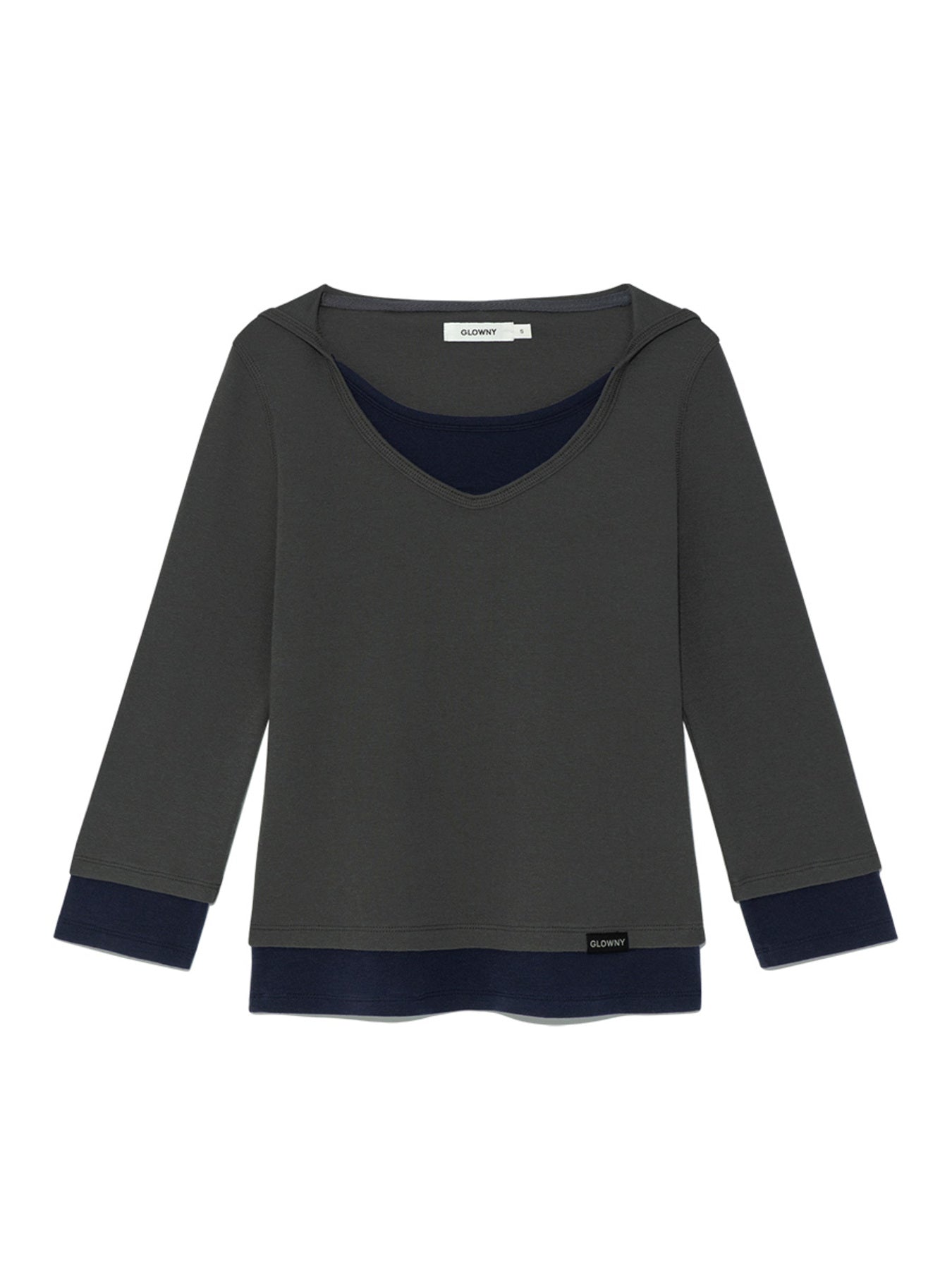 glowny-ss-26-3-4-layered-contrast-hoodie-deep-charcoal-deep-charcoal-s