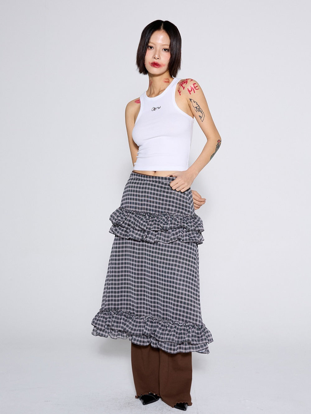 call-out-new-year-fw-25-check-frill-skirt-purple-purple-s