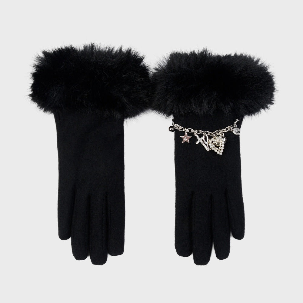 eireve-fw-25-fur-bracelet-wool-gloves-black-black-lace-s