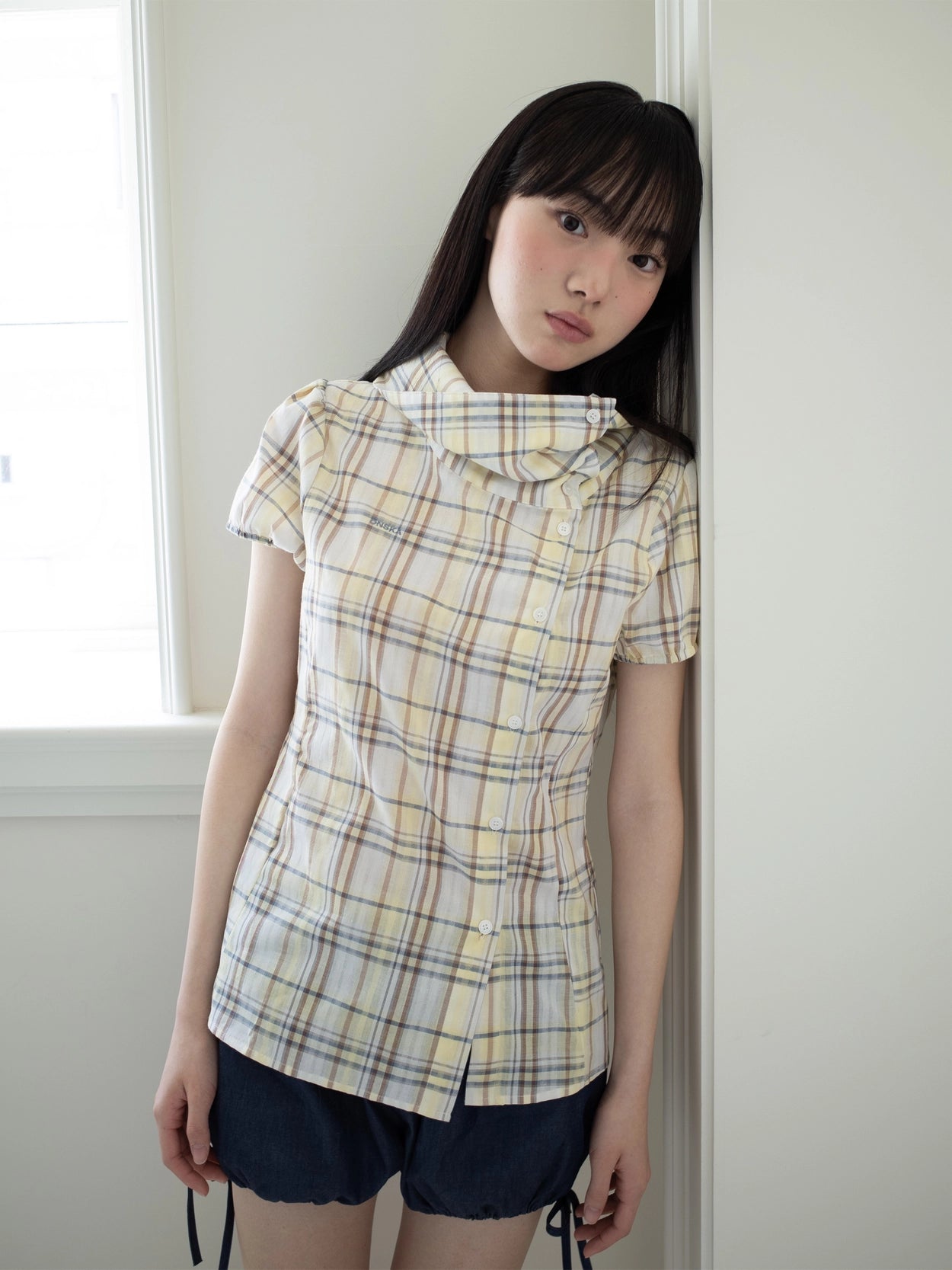 onska-ss-25-drape-collar-blouse-(yellow-check)