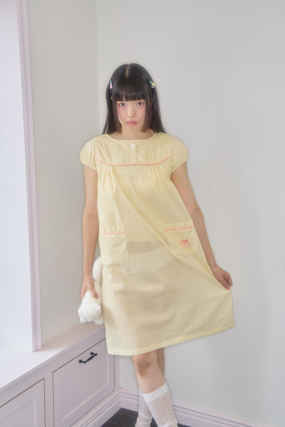 shakiri-ss-26-one-button-mini-dot-dress-yellow-yellow-s