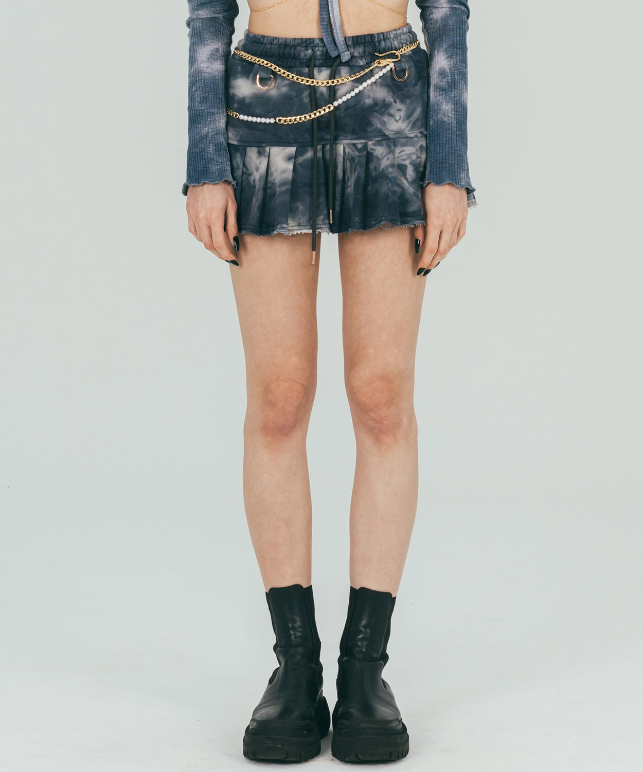 fanyoung-fw-25-sweat-pleats-skirt-tilldawn-blue-s