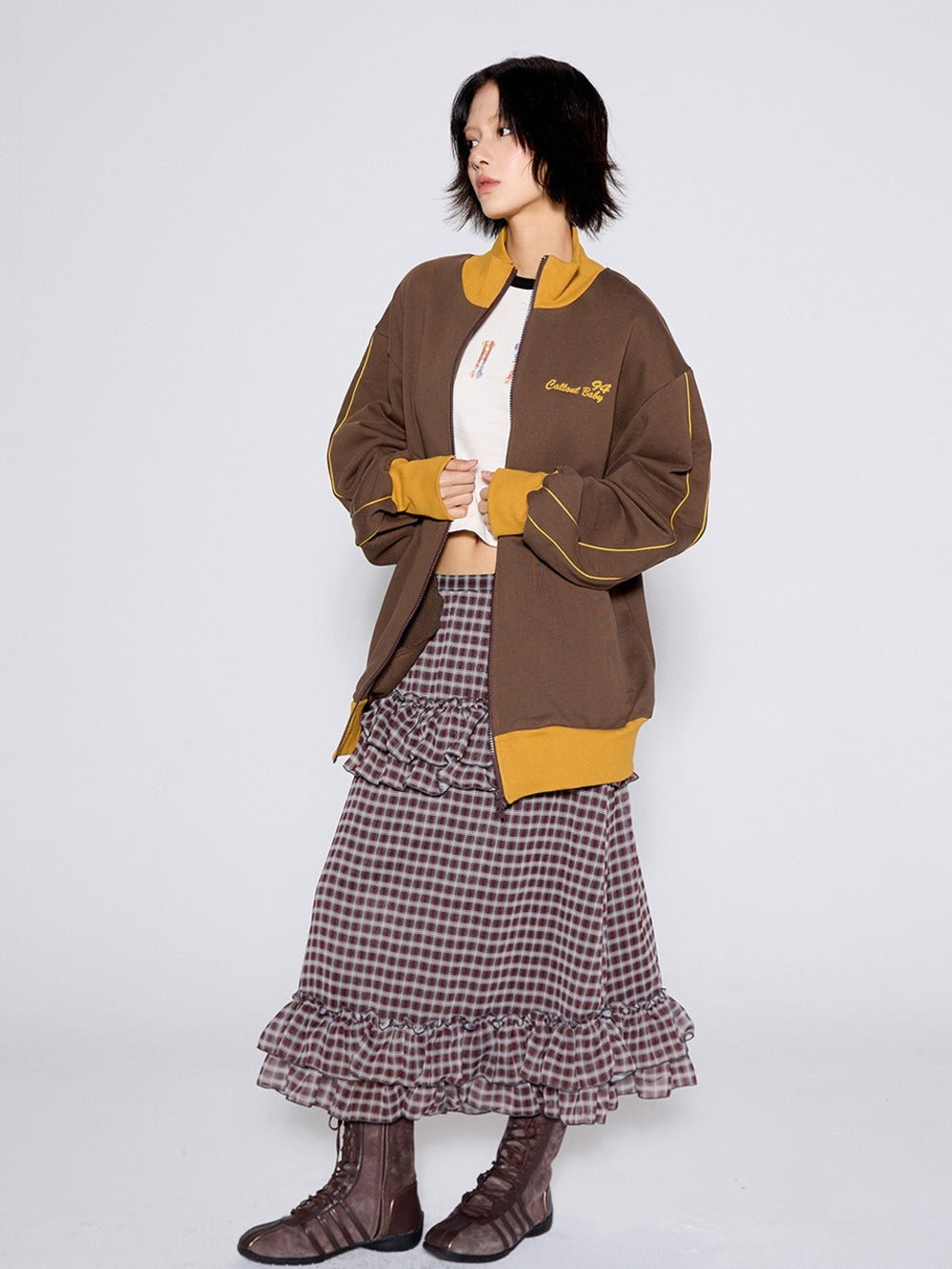 call-out-new-year-fw-25-check-frill-skirt-red-red-s