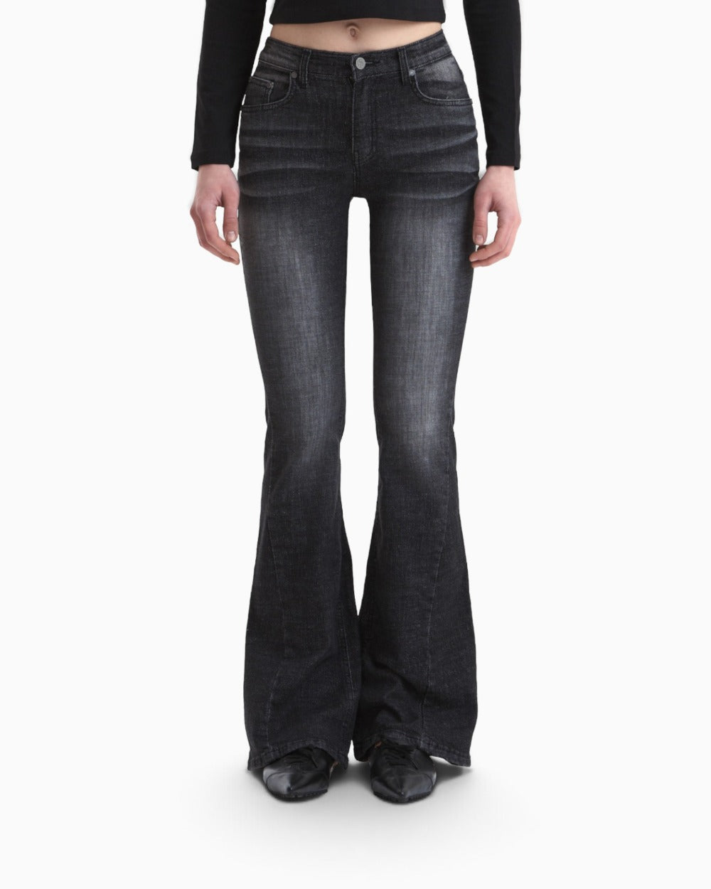 [SYNERJYN] 102 CAT WASHING MID-RISE JEANS BLACK