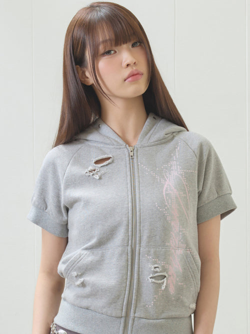 luv-is-true-ss-26-el-damage-short-sleeved-hood-zip-up-gray-gray-s