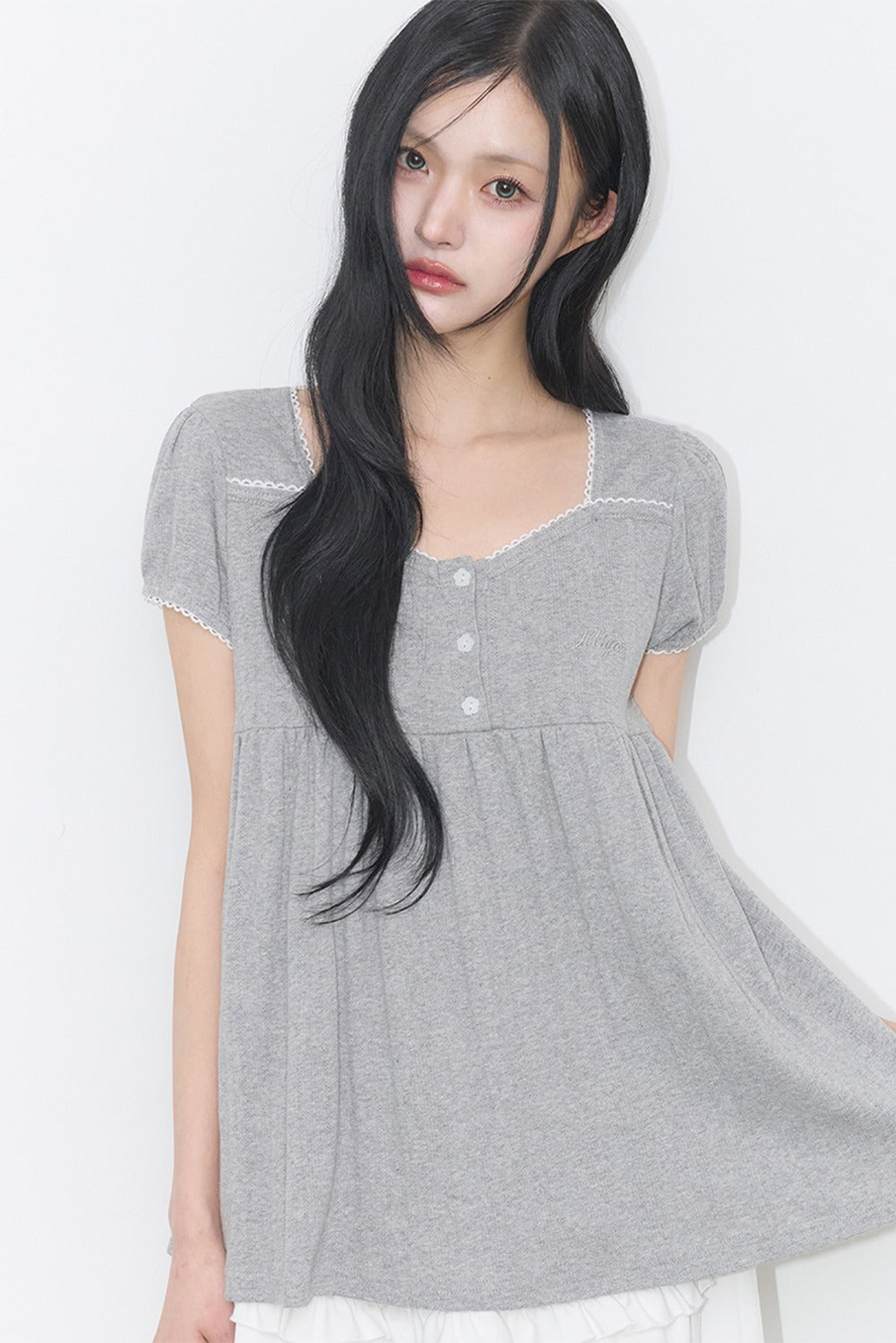 illigo-ss-26-flare-shirring-top-melange-melange-s