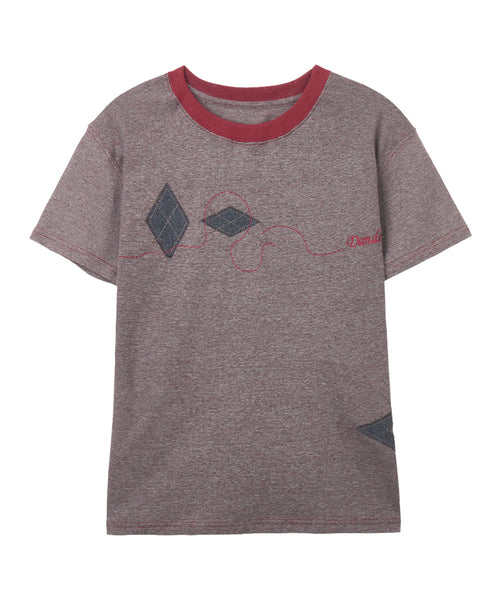 dandel-ss-26-dd-argyle-applique-stripe-tee-red-red-s