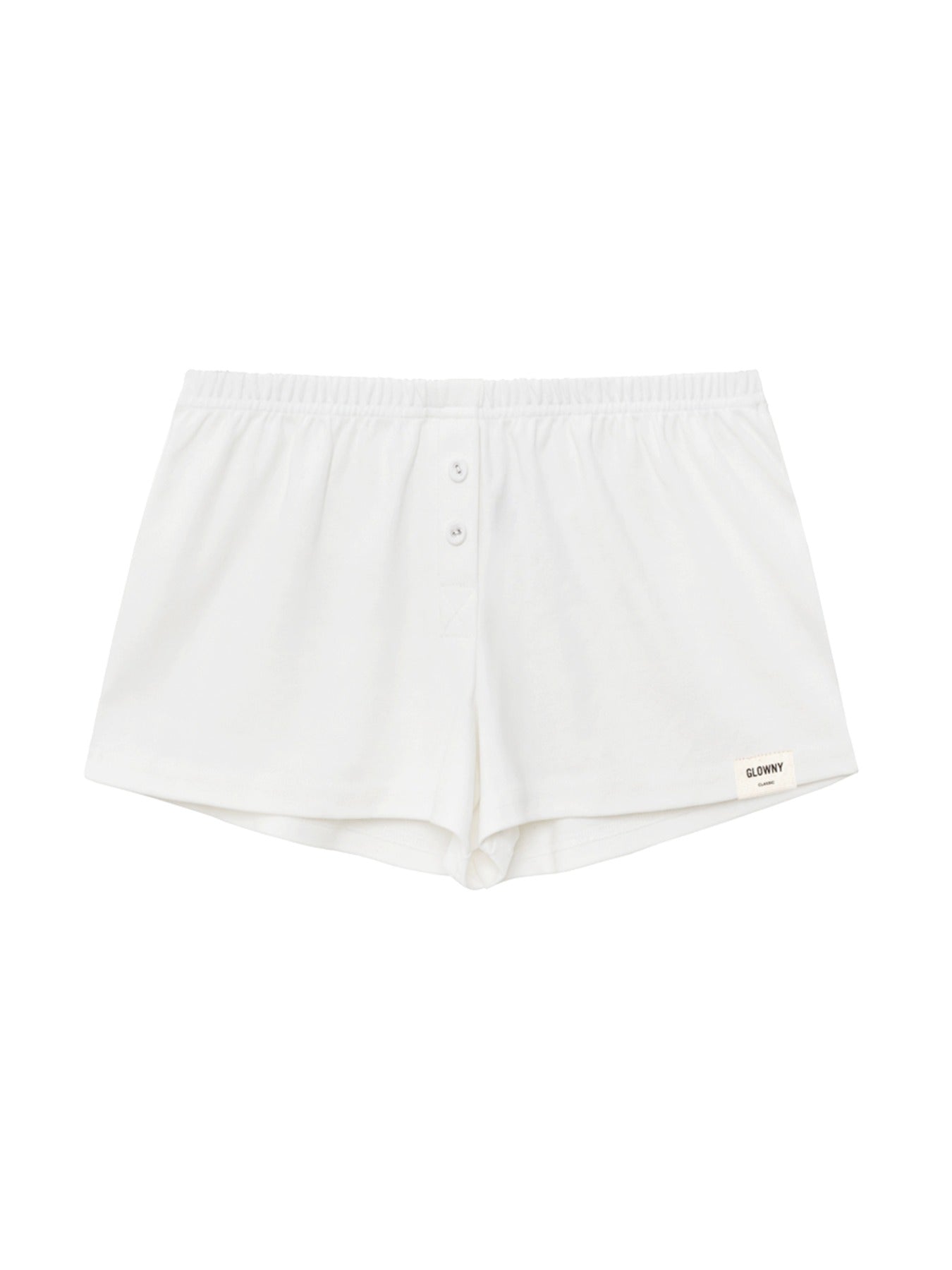 glowny-ss-25-button-fly-mini-shorts-white-white