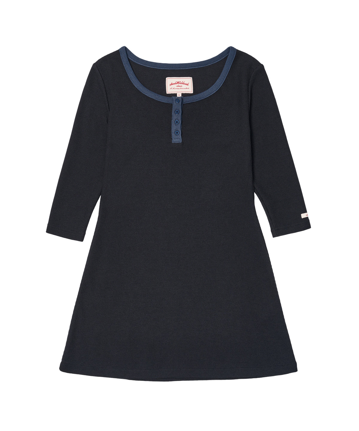 ames-worldwide-fw-26-classic-waffle-henley-neck-dress-navy-s