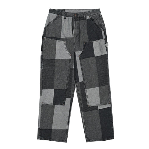 [ERSCO] SS 24 jacquard patchwork double knee pants_black