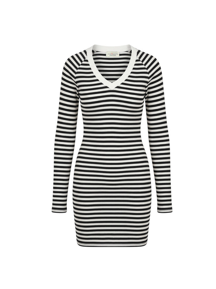 onmyown-fw-26-black-white-v-neck-striped-dress-black-s