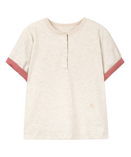 dandel-ss-26-dd-check-roll-up-henley-neck-tee-oatmeal-oatmeal-s