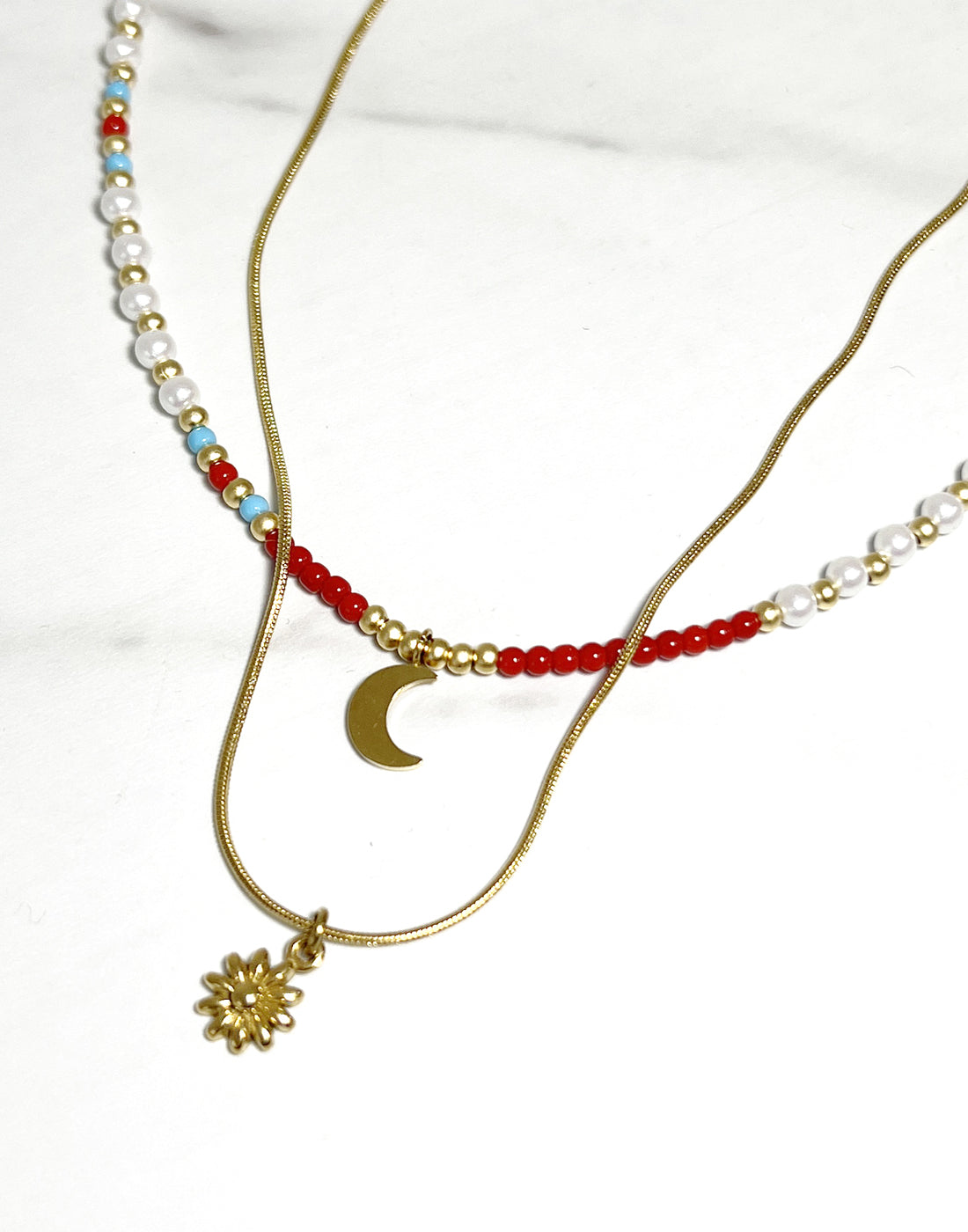 ssy-ss-25-(set)-cherry-gold-turkey-stone-&-gold-daisy-necklace