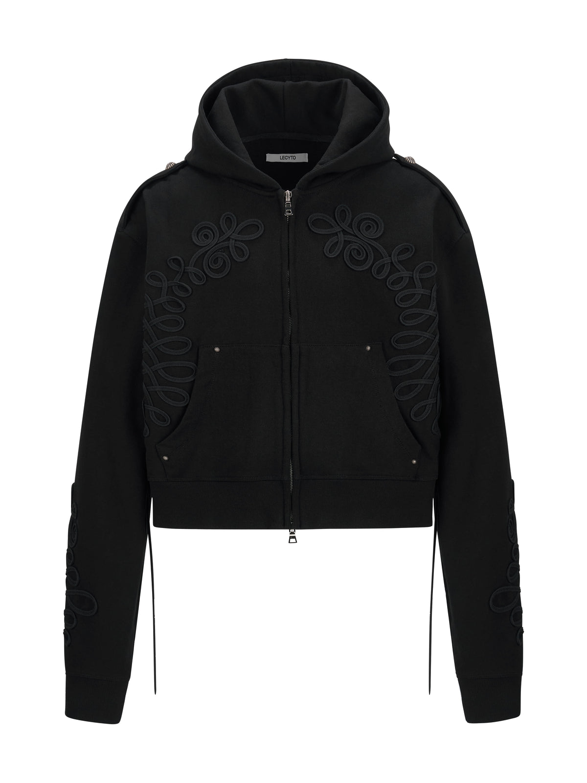 lecyto-fw-26-baroque-loop-zip-up-hoodie-black-black-s