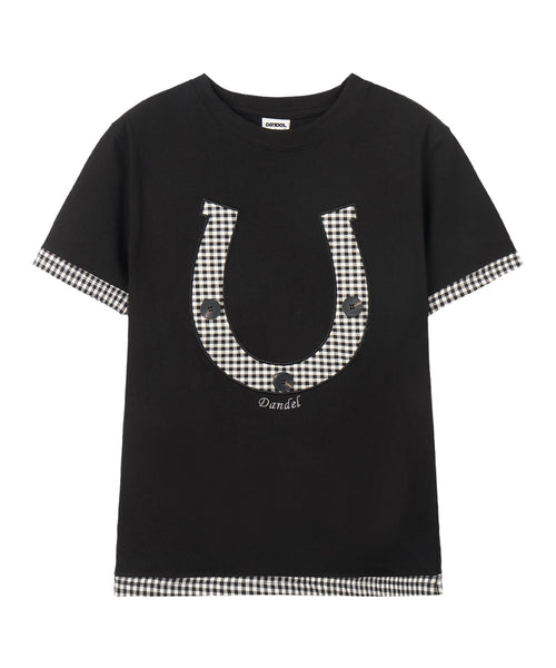 dandel-ss-26-dd-horseshoe-check-applique-tee-black-black-s