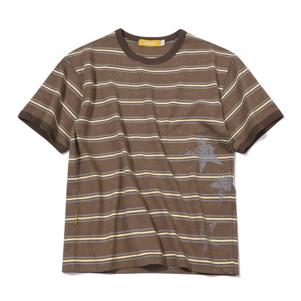 mainbooth-ss-26-rough-star-stripe-t-shirt-brown-brown-s