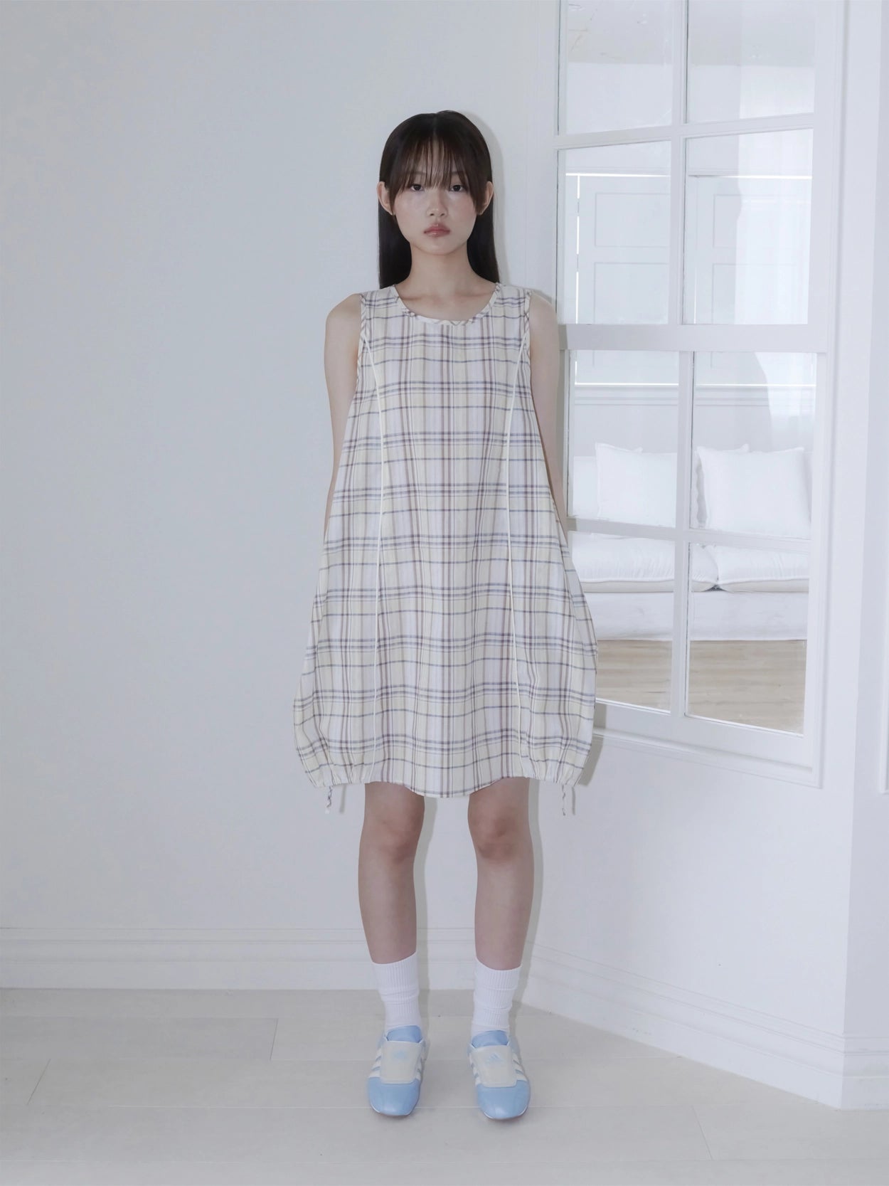 onska-ss-25-balloon-check-dress-(yellow)