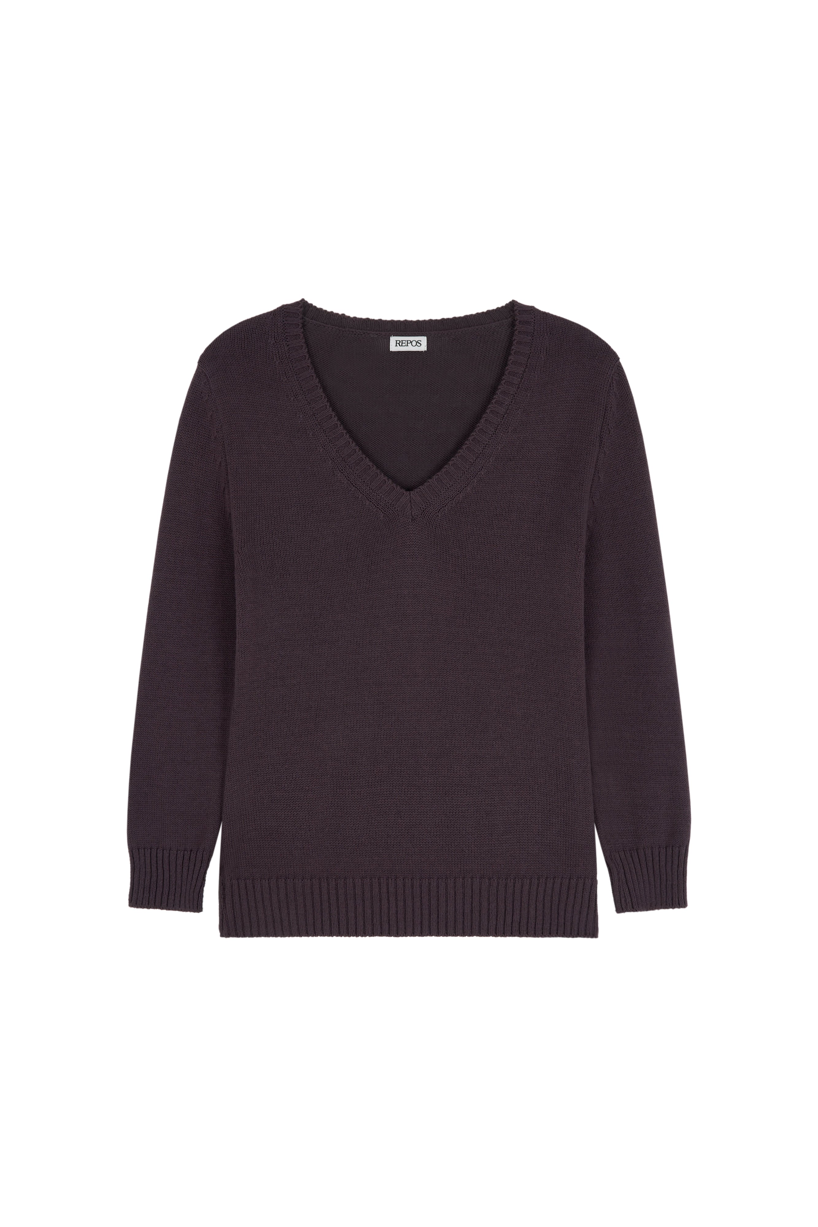 repos-ss-26-cotton-v-neck-knit-purple-purple-s