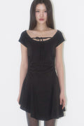 illigo-ss-25-lace-shirring-flare-dress-black