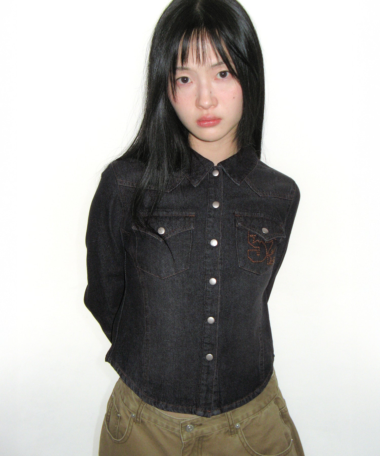 ames-worldwide-ss-26-3-4-sleeve-denim-shirts-black-black-s