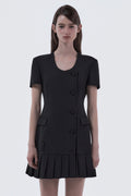 mausoleum-ss-26-jenn-round-neck-pleated-half-sleeve-suit-jacket-dress-black-black-s