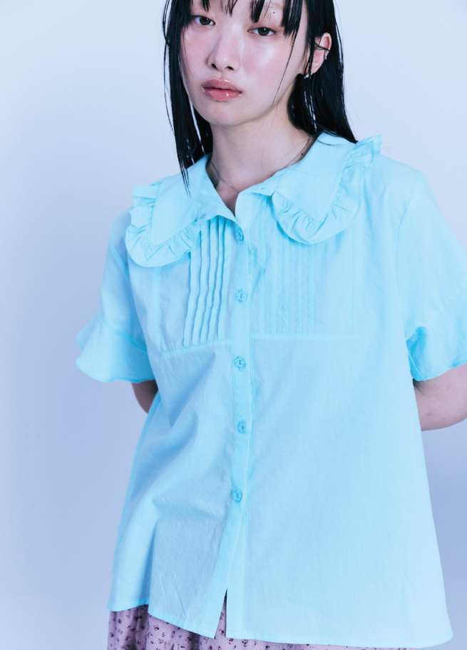 GUWOLSIBIL Bohemian accordion shirt mint
