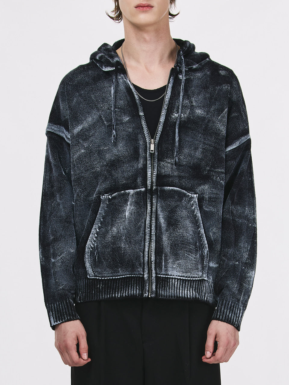 the-greatest-fw-25-vintage-painting-knit-hoody-zip-up-black-s