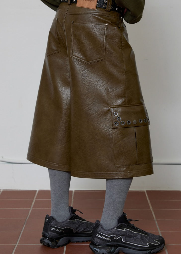 esc-studio-ss-25-eyelet-leather-bermuda-pants(khaki)